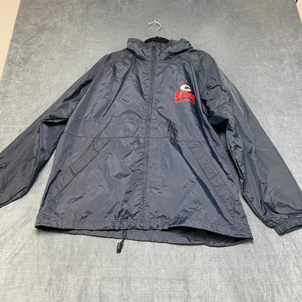 VTG Game Sportswear Jacket Mens XL Blue Mesh Lined Nylon Mesh Lined Windbreaker
